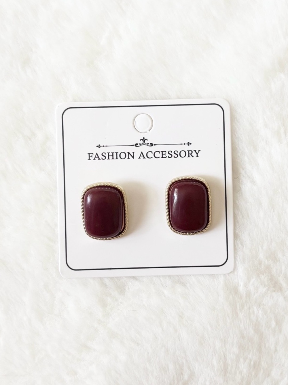 5/$15 🩷 MUST BUNDLE NWT Burgundy Brown Gold-Trim Stud Earrings